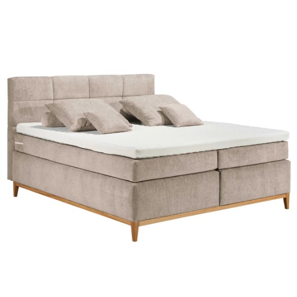 Lit Boxspring Elza 180x200cm Avec Matelas Et Sur-matelas - Sable