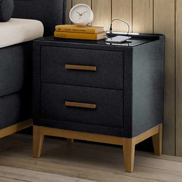 Table De Chevet Kastrup 2 Tiroirs Avec éclairage Et Porte USB - Anthracite 1 Table De Chevet Kastrup 2 Tiroirs Avec éclairage Et Porte USB - Anthracite