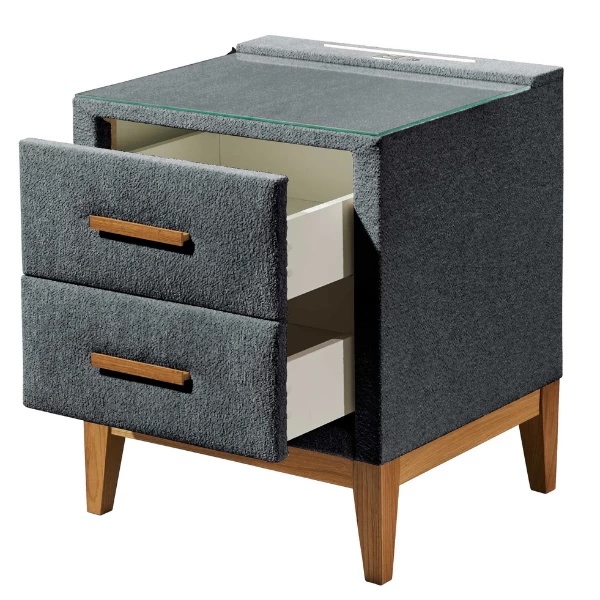 Table De Chevet Kastrup 2 Tiroirs Avec éclairage Et Porte USB - Anthracite 6 Table De Chevet Kastrup 2 Tiroirs Avec éclairage Et Porte USB - Anthracite – Image 6