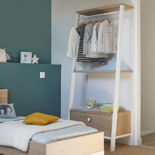 Portant Ciana 1 Tiroir - Chêne/blanc 1 Portant Ciana 1 Tiroir - Chêne/blanc