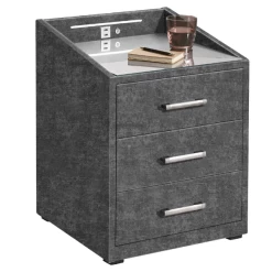 Table De Chevet Albion Avec éclairage & Porte USB - Anthracite