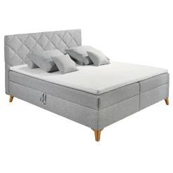 Lit Boxspring Redford 160x200cm Avec Espace De Rangement - Gris
