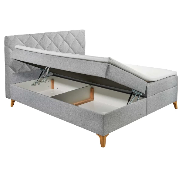 Lit Boxspring Redford 160x200cm Avec Espace De Rangement - Gris 4 Lit Boxspring Redford 160x200cm Avec Espace De Rangement - Gris – Image 4