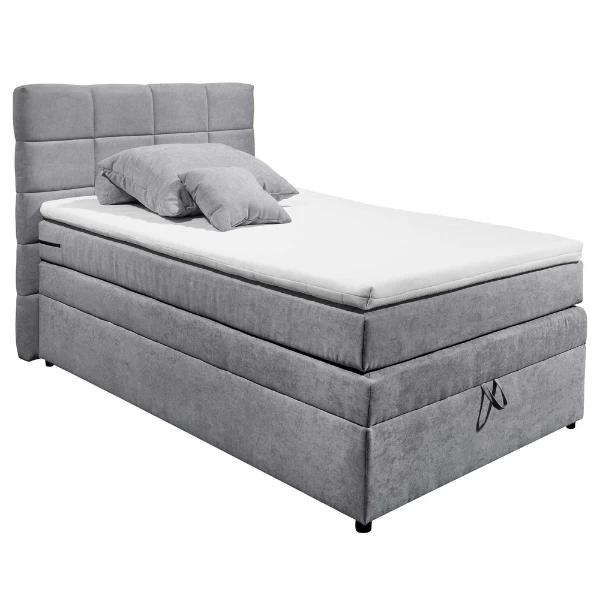 Lit Boxspring Tahoe 140x200cm Avec Espace De Rangement - Gris 4 Lit Boxspring Tahoe 140x200cm Avec Espace De Rangement - Gris – Image 4
