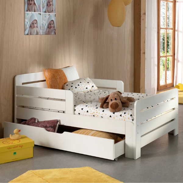 Lit Extensible Jumper Avec Tiroir De Lit - Blanc 1 Lit Extensible Jumper Avec Tiroir De Lit - Blanc