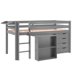 Lit Mi-hauteur Charlotte Avec Bureau, Chiffonnier Et étagère - Gris -Magasin De Meubles Ontwerp zonder titel 2022 07 29T092117.993 123c