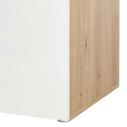Commode Lobi 2 Portes 1 Tiroir - Blanc Brillant/bois 2 Commode Lobi 2 Portes 1 Tiroir - Blanc Brillant/bois – Image 2