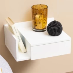 Table De Nuit Murale Ashlan Avec Tiroir - Blanc