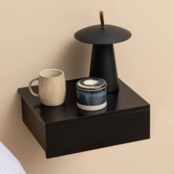 Table De Nuit Murale Avignon Avec Tiroir - Noir