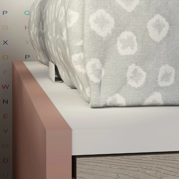 Lit Superposé Fleur Avec Armoire Et Tiroirs - Vieux Rose 5 Lit Superposé Fleur Avec Armoire Et Tiroirs - Vieux Rose – Image 5