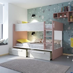 Lit Superposé Fleur Avec Tiroirs De Lit - Vieux Rose -Magasin De Meubles Ontwerp zonder titel 2022 10 24T140912.099 ef66