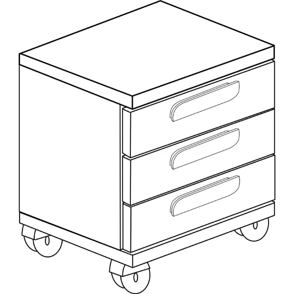 Table De Chevet Bo0 Avec Roulettes, 3 Tiroirs Et Poignée Oblongue - Blanc/pin 3 Table De Chevet Bo0 Avec Roulettes, 3 Tiroirs Et Poignée Oblongue - Blanc/pin – Image 3