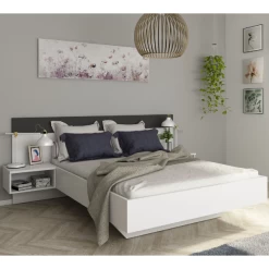 Lit Suspendu Noa 140x190 Cm - Couleur Blanc Brillant/graphite