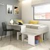 Lit Quinn 90x200 Cm Avec Bureau Et Rangement - Pin/blanc