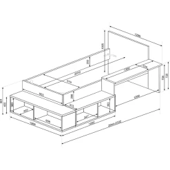 Lit Quinn 90x200 Cm Avec Bureau Et Rangement - Pin/gris -Magasin De Meubles Ontwerp zonder titel 2023 02 06T093202.401 83f5