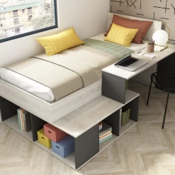 Lit Quinn 90x200 Cm Avec Bureau Et Rangement - Pin/gris -Magasin De Meubles Ontwerp zonder titel 2023 02 06T131045.839 9131