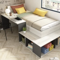 Lit Quinn 90x200 Cm Avec Bureau Et Rangement - Pin/gris -Magasin De Meubles Ontwerp zonder titel 2023 02 06T131107.837 a4ab