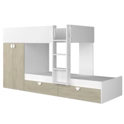 Lit Superposé Jip Avec Armoire Et Tiroirs - Chêne/blanc/blanc -Magasin De Meubles Ontwerp zonder titel 2023 02 06T160602.241 a502