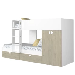 Lit Superposé Jip Avec Armoire Et Tiroirs - Chêne/blanc/blanc -Magasin De Meubles Ontwerp zonder titel 2023 02 06T160635.425 a3aa