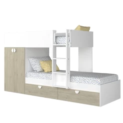 Lit Superposé Jip Avec Armoire Et Tiroirs - Chêne/blanc/blanc -Magasin De Meubles Ontwerp zonder titel 2023 02 06T160653.543 0cbe