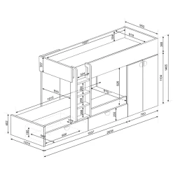 Lit Superposé Jip Avec Armoire Et Tiroirs - Chêne/blanc/blanc -Magasin De Meubles Ontwerp zonder titel 2023 02 06T160709.668 c7af