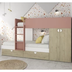 Lit Superposé Jip Avec Armoire Et Tiroirs - Chêne/blanc/rose Foncé 11 Lit Superposé Jip Avec Armoire Et Tiroirs - Chêne/blanc/rose Foncé -Magasin De Meubles Ontwerp zonder titel 2023 02 06T162707.960 1393