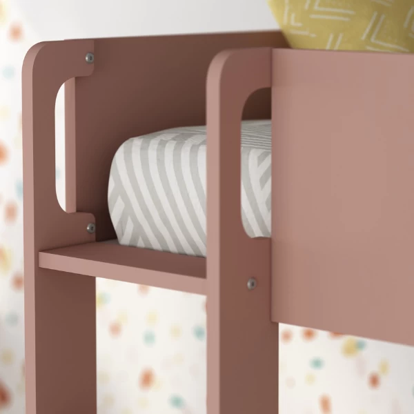 Lit Superposé Jip Avec Armoire Et Tiroirs - Chêne/blanc/rose Foncé 5 Lit Superposé Jip Avec Armoire Et Tiroirs - Chêne/blanc/rose Foncé – Image 5