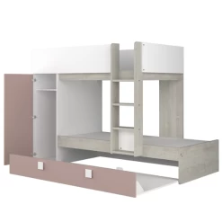 Lit Superposé Lio Avec Armoire Et Tiroir-lit - Pin/blanc/rose Vieux -Magasin De Meubles Ontwerp zonder titel 2023 02 07T101730.517 b605