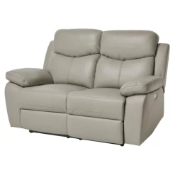 Canapé 2-places Cinou Avec Fonction D'inclinaison - Cuir Gris Clair