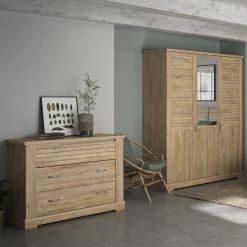 Armoire Wanda 170 Cm 3 Portes & Miroir - Châtaignier Marron -Magasin De Meubles Ontwerp zonder titel 2023 02 09T165527.257 3390