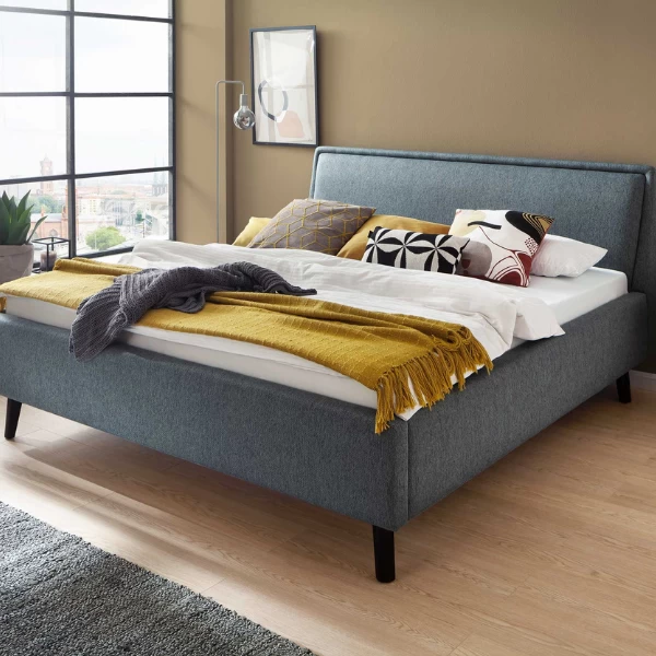 Lit Double Estee 160x200cm - Bleu/noir 1 Lit Double Estee 160x200cm - Bleu/noir