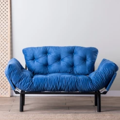 Canapé-lit 2 Places Confortable | Design élégant | Structure 100% Métal | Bleu