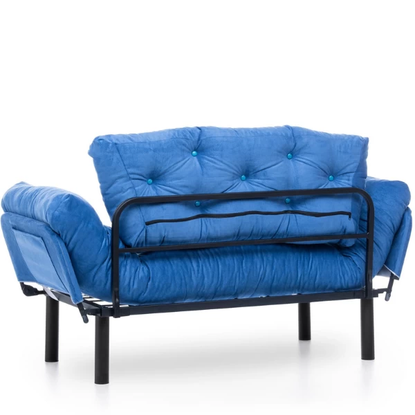 Canapé-lit 2 Places Confortable | Design élégant | Structure 100% Métal | Bleu 4 Canapé-lit 2 Places Confortable | Design élégant | Structure 100% Métal | Bleu – Image 4