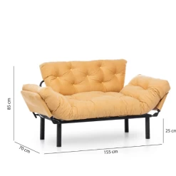 Canapé-lit 2 Places Confortable | Design élégant | Structure En Métal | Tissu Polyester | Couleur Moutarde -Magasin De Meubles Ontwerp zonder titel 2023 03 16T084622.123 ed84