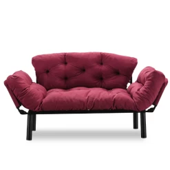 Canapé-lit 2 Places" - Cadre 100% Métal - Tissu Facile à Nettoyer - Marron -Magasin De Meubles Ontwerp zonder titel 2023 03 16T085839.463 9091