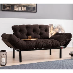 Canapé-lit Confortable à Deux Places | Structure 100 % Métal | Tissu 100 % Microfibre | Facile à Nettoyer | Marron -Magasin De Meubles Ontwerp zonder titel 2023 03 16T101958.212 aa06