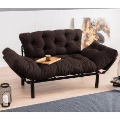 Canapé-lit Confortable à Deux Places | Structure 100 % Métal | Tissu 100 % Microfibre | Facile à Nettoyer | Marron -Magasin De Meubles Ontwerp zonder titel 2023 03 16T102042.819 b4ec