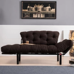 Canapé-lit Confortable à Deux Places | Structure 100 % Métal | Tissu 100 % Microfibre | Facile à Nettoyer | Marron -Magasin De Meubles Ontwerp zonder titel 2023 03 16T102116.289 d138