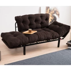 Canapé-lit Confortable à Deux Places | Structure 100 % Métal | Tissu 100 % Microfibre | Facile à Nettoyer | Marron -Magasin De Meubles Ontwerp zonder titel 2023 03 16T102139.025 4497