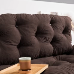 Canapé-lit Confortable à Deux Places | Structure 100 % Métal | Tissu 100 % Microfibre | Facile à Nettoyer | Marron -Magasin De Meubles Ontwerp zonder titel 2023 03 16T102247.747 71bc