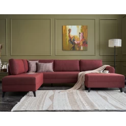 Canapé-lit D'angle Gauche Bettina-bordeaux