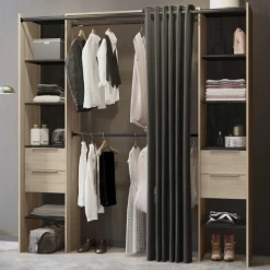 Armoire Extensible Diana 115/190 Cm-chêne Kronberg/noir Sidewalk