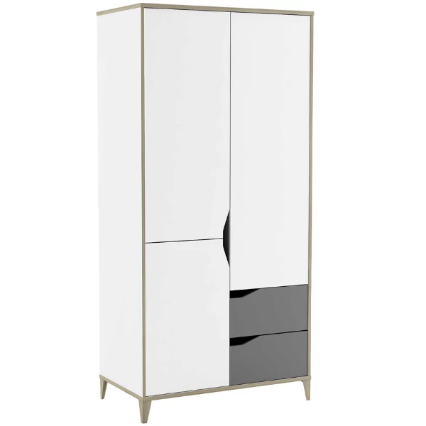 Armoire Gerry-gris Clair/blanc Mat/chêne Kronberg 1 Armoire Gerry-gris Clair/blanc Mat/chêne Kronberg