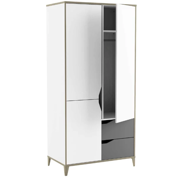 Armoire Gerry-gris Clair/blanc Mat/chêne Kronberg 6 Armoire Gerry-gris Clair/blanc Mat/chêne Kronberg – Image 6