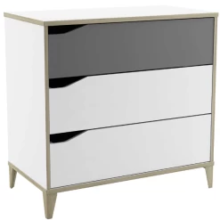 Chiffonnier Gerry-gris Clair/blanc Mat/chêne Kronberg