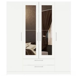 Armoire Rhea, 4 Portes Tournantes, 1 étagère, 1 Tringle Et 2 Tiroirs-blanc -Magasin De Meubles Ontwerp zonder titel 2023 04 19T134442.352 6ceb