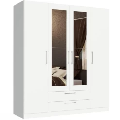 Armoire Rhea, 4 Portes Tournantes, 1 étagère, 1 Tringle Et 2 Tiroirs-blanc -Magasin De Meubles Ontwerp zonder titel 2023 04 19T134600.987 71d4