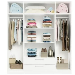 Armoire Rhea, 4 Portes Tournantes, 1 étagère, 1 Tringle Et 2 Tiroirs-blanc -Magasin De Meubles Ontwerp zonder titel 2023 04 19T134815.439 53e5