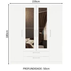 Armoire Rhea, 4 Portes Tournantes, 1 étagère, 1 Tringle Et 2 Tiroirs-blanc -Magasin De Meubles Ontwerp zonder titel 2023 04 19T134917.987 3195