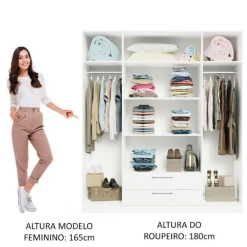 Armoire Rhea, 4 Portes Tournantes, 1 étagère, 1 Tringle Et 2 Tiroirs-blanc -Magasin De Meubles Ontwerp zonder titel 2023 04 19T135116.630 dd34